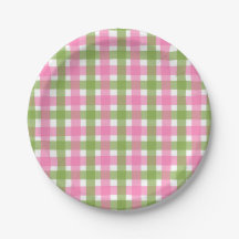 Roze groene Gingham geruite Zomer Tuinfeest