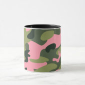 Roze & Groene Girly Camo Camouflage Patroon Mok (Midden)