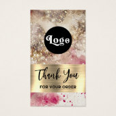 Roze groene glitter waterverf bijsluiter visitekaartje (Voorkant)