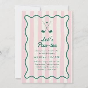 Roze + Groene Golf 30ste verjaardagsfeest Kaart