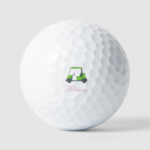 Roze Groene Golfkar Gepersonaliseerde grappig Golfballen