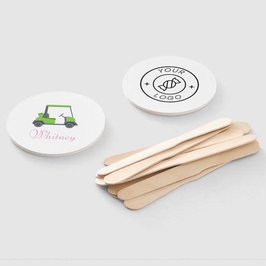 Roze Groene Golfkar Gepersonaliseerde grappig Handwaaier (Niet-gemonteerd)