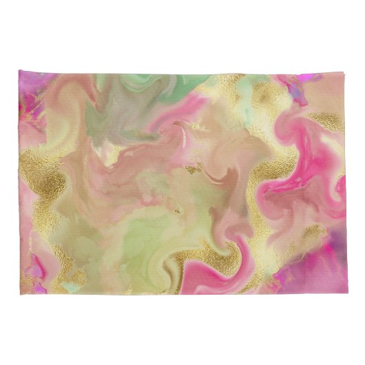 Roze, groene, goudkleurige hoesjes voor het afdruk kussensloop (Achterkant-Rechts)