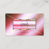 Roze groene gradiënt met Logo en foto spiegelen Visitekaartje (Voorkant)