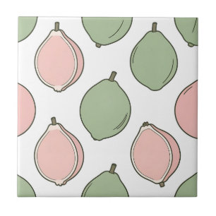 Roze Groene Guave Patroon Tegeltje
