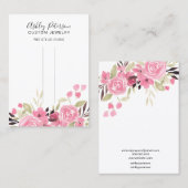 Roze groene haarfilmclip barrette display visitekaartje (Voorkant / Achterkant)