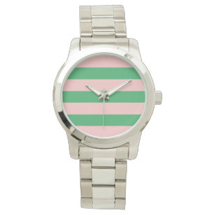 Roze & Groene Horizontale Streep Willekeurige gr Horloge