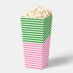 Roze + Groene Horizontale Strepen Popcorn Bedankdoosjes