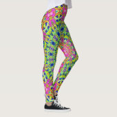 Roze/Groene Kaleidoscoop Barst Leggings (Rechts)