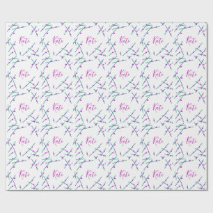Roze groene kersboom naam boho retro rustiek vet cadeaupapier