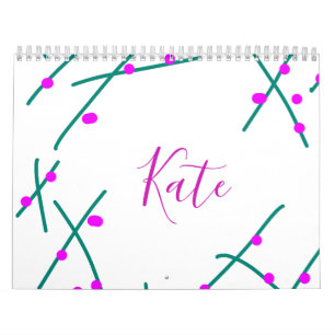 Roze groene kersboom naam boho retro rustiek vet kalender