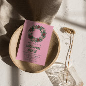 Roze Groene Kerstbogen Krans Party Kaart