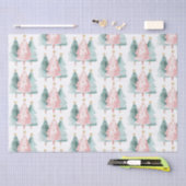 Roze Groene Kerstbomen Gouden Sterren Tissuepapier (Craft)