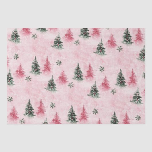 Roze groene kerstbomen tissuepapier (Voorkant)