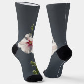 Roze groene langgroene bladeren op donkergrijs sokken (Gebogen)