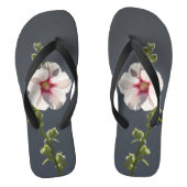 Roze groene langgroene bladeren op donkergrijs teenslippers (Voetbed)