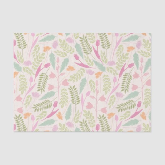 Roze groene  lenteverboeiend bloempatroon tissuepapier (Voorkant)