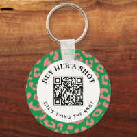 Roze Groene Leopard Bachelorette Party QR Betaling