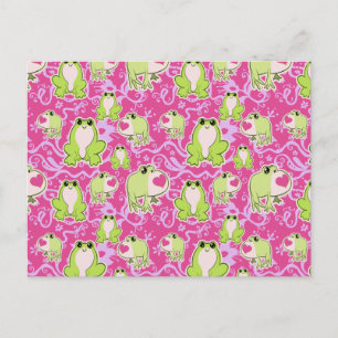 Roze groene liefdeskikkers briefkaart