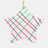 Roze groene lijnen, Kinder kunst, geometrische sch Keramisch Ornament (Voorkant)