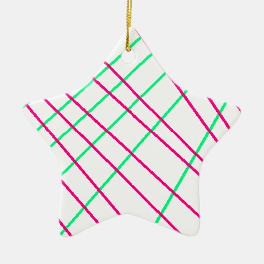 Roze groene lijnen, Kinder kunst, geometrische sch Keramisch Ornament (Voorkant)