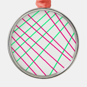 Roze groene lijnen, Kinder kunst, geometrische sch Metalen Ornament