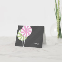 Roze & Groene Lollipops Dank u Opmerking Kaart