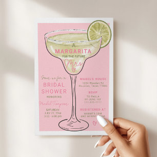 Roze Groene Margarita Zomer Bruidsfeest Kaart