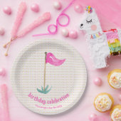 Roze Groene Masters Golf Verjaardagsfeest Papieren Bordje (Feest)