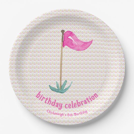 Roze Groene Masters Golf Verjaardagsfeest Papieren Bordje (Voorkant)