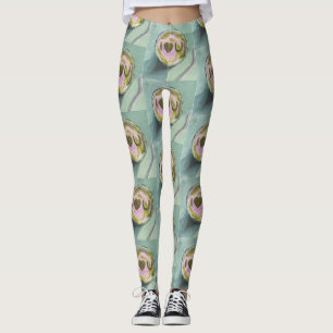 Roze Groene Matcha Love Tea Art Modern Stilleven B Leggings
