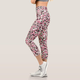 Roze groene microcamo Leggings met hoog gegolfd pa