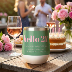 Roze Groene Moderne 21e Verjaardag Custom