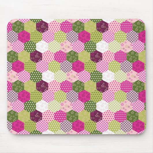 roze groene multiculturele patchwork Quilt Design Muismat (Voorkant)