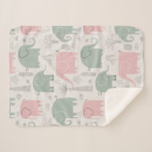 Roze groene olifanten Modern Sherpa Deken (Voorkant (horizontaal))