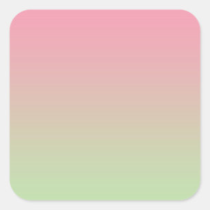 Roze & Groene Ombre Vierkante Sticker