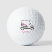 Roze & Groene Palm Beach Golf Winkelwagen Geperson Golfballen (Voorkant)