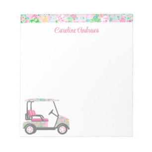 Roze & Groene Palm Beach Golf Winkelwagen Geperson Notitieblok