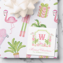 Roze & Groene Palm Beach Notenkraker Monogram Wape