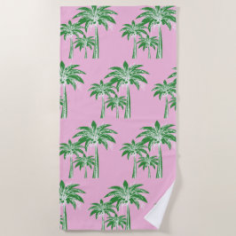 Roze Groene Palmbomen Preppy Girly Pool Strandlaken