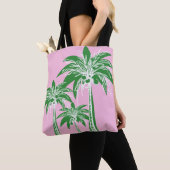 Roze Groene Palmboom Preppy Girly Beach Draagtas (Dichtbij)