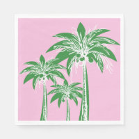 Roze Groene Palmboom Preppy Zomer Strand Tropisch