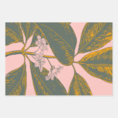  roze groene palmschijfjes botanisch groen inpakpapier vel (Voorkant)