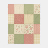 Roze Groene Patchwork Quilt Rustieke Boerderij Blo Fleece Deken (Voorkant)