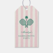 Roze Groene Pickleball Bachelorette Party Bedankt Cadeaulabel (Voorkant)