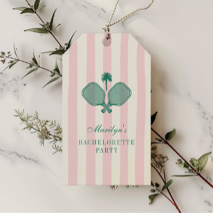 Roze Groene Pickleball Bachelorette Party Bedankt Cadeaulabel