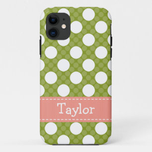 Roze groene poladot iPhone 11 hoesje