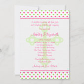 Roze groene polaire dot baptisme uitnodiging (Achterkant)