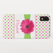 Roze groene Polka Dot Gerbera Daisy Case-Mate iPhone Case (Achterkant (horizontaal))