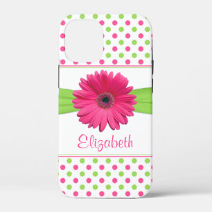 Roze Groene Polka Dot Gerbera Daisy iPhone 12 Mini Hoesje